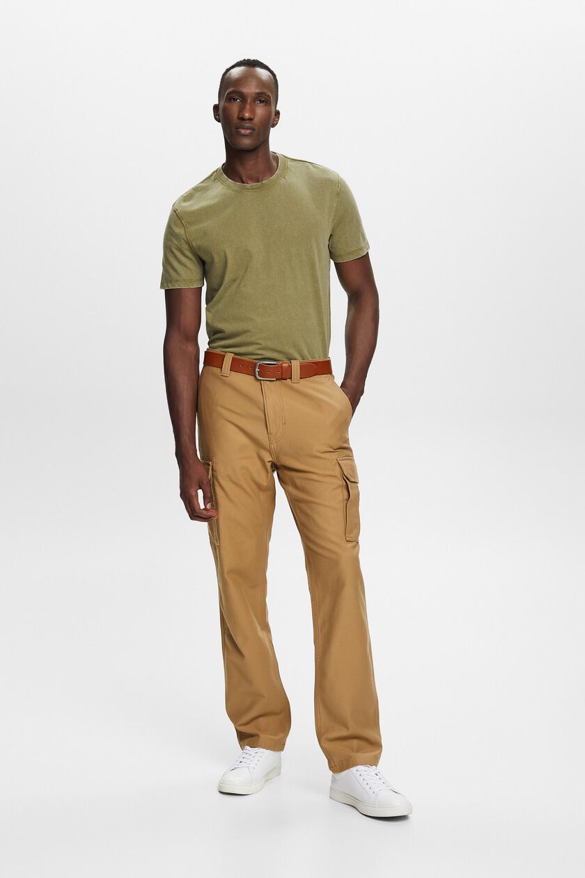 Washed cargo trousers, 100% cotton