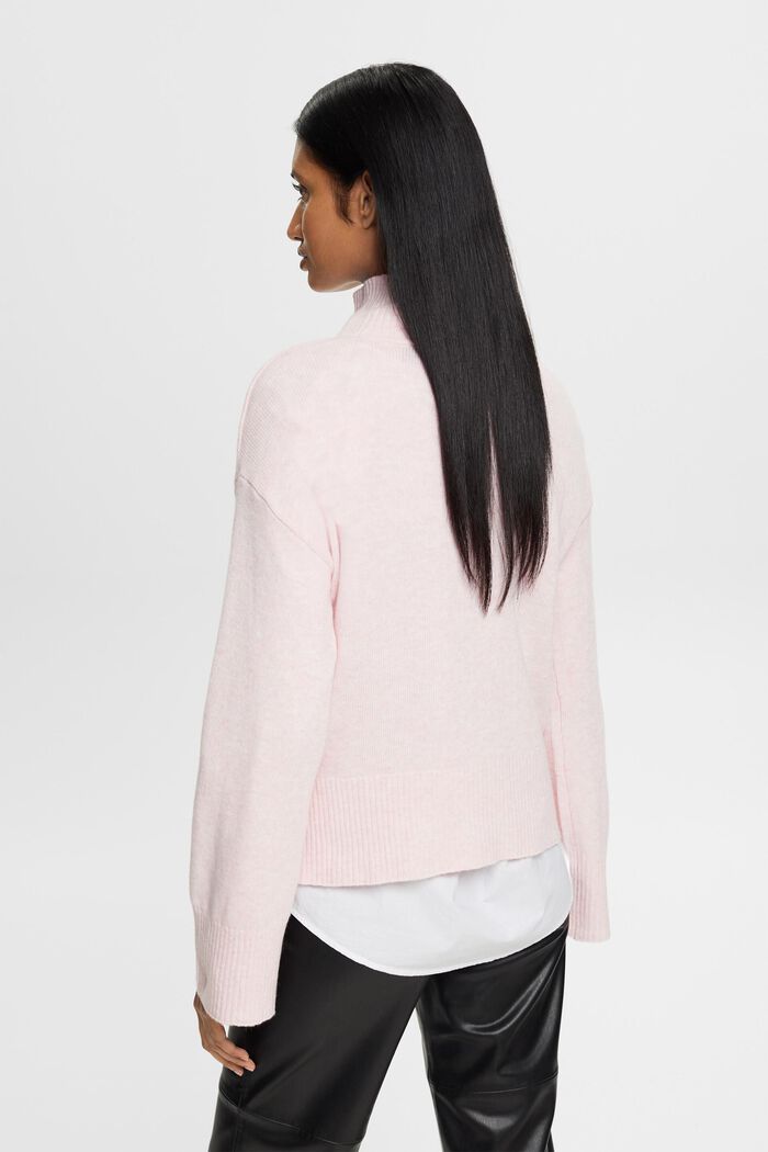 羊毛混紡立領針織上衣，LENZING™ ECOVERO™, 淺粉紅色, detail image number 3