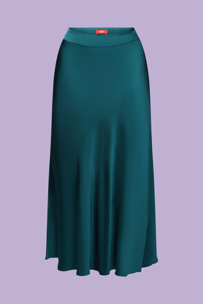‌緞面中長款半身裙, 翡翠綠, detail image number 5