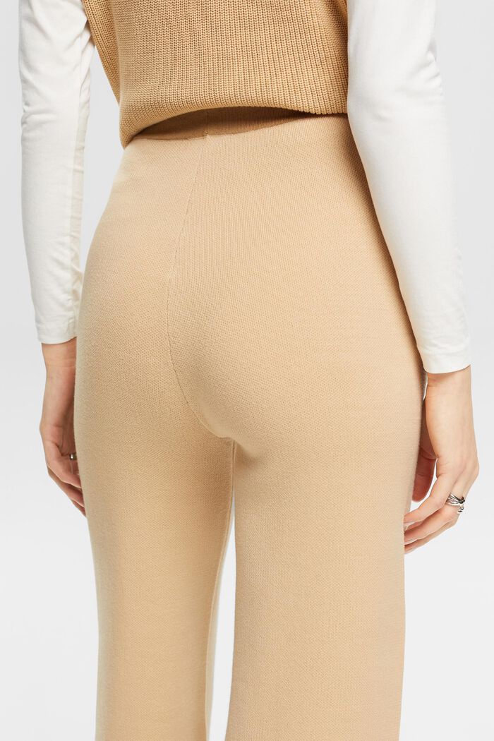 Two-Tone Wide Leg Knit Pants, SAND, detail image number 2