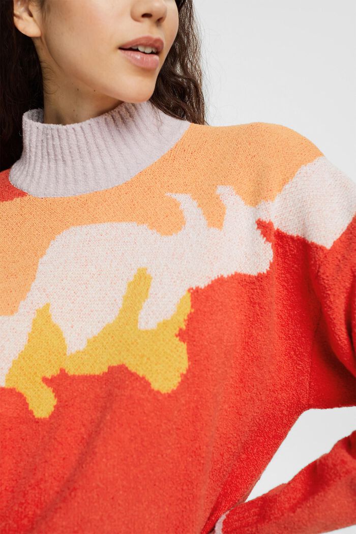 Multicoloured knitted jumper, ORANGE RED 4, detail image number 0
