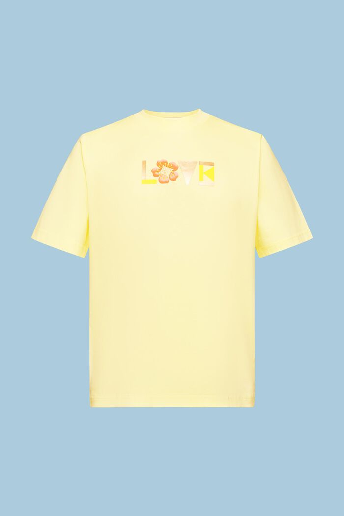 印花比馬棉T恤, 淺黃色, detail image number 8