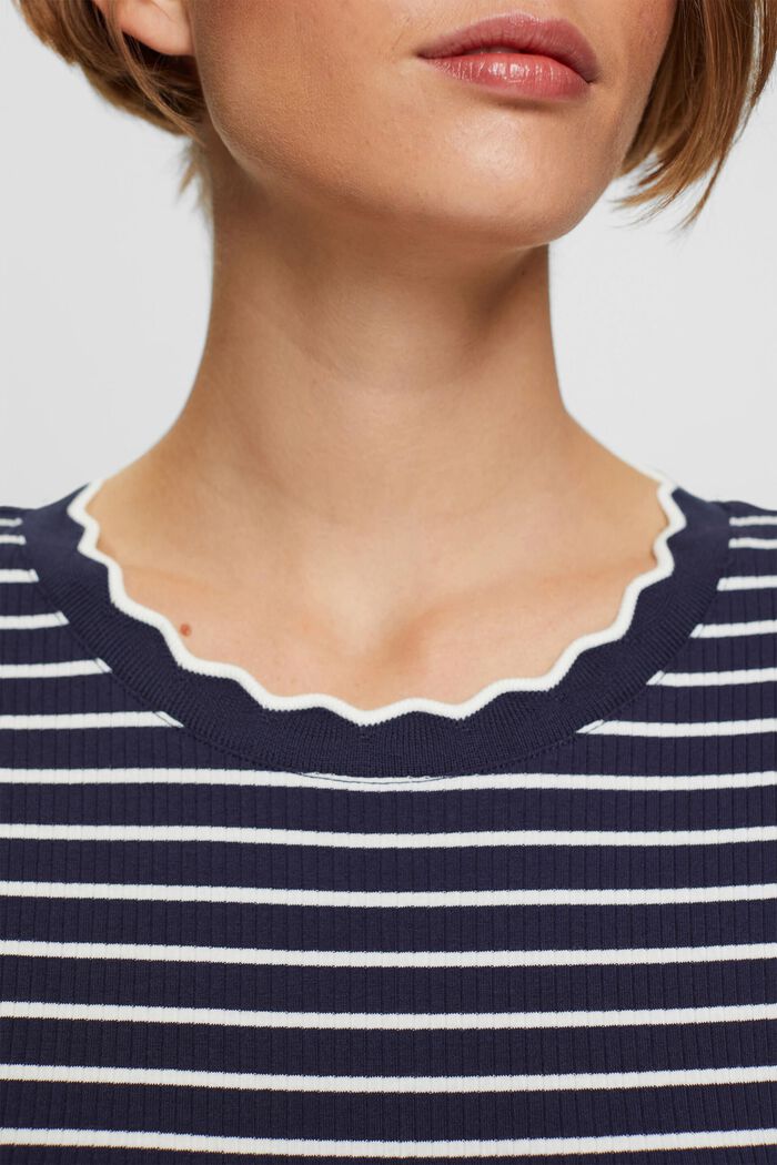 Long-sleeved ribbed top, NAVY, detail image number 0