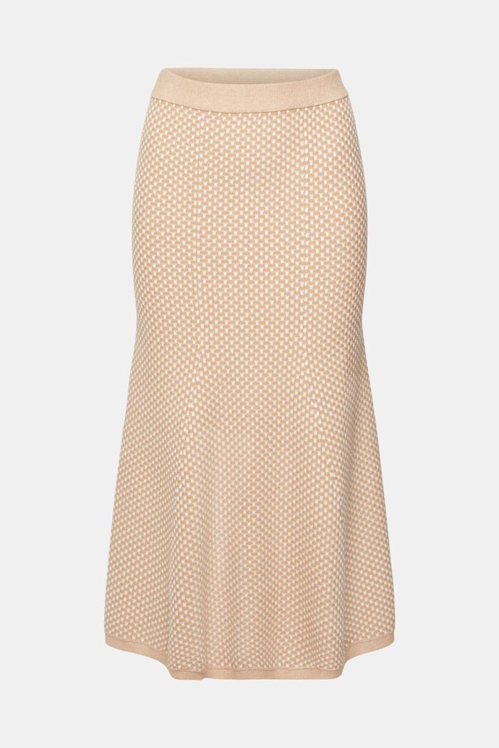 雙色紋理針織半身裙, 米色, detail image number 2