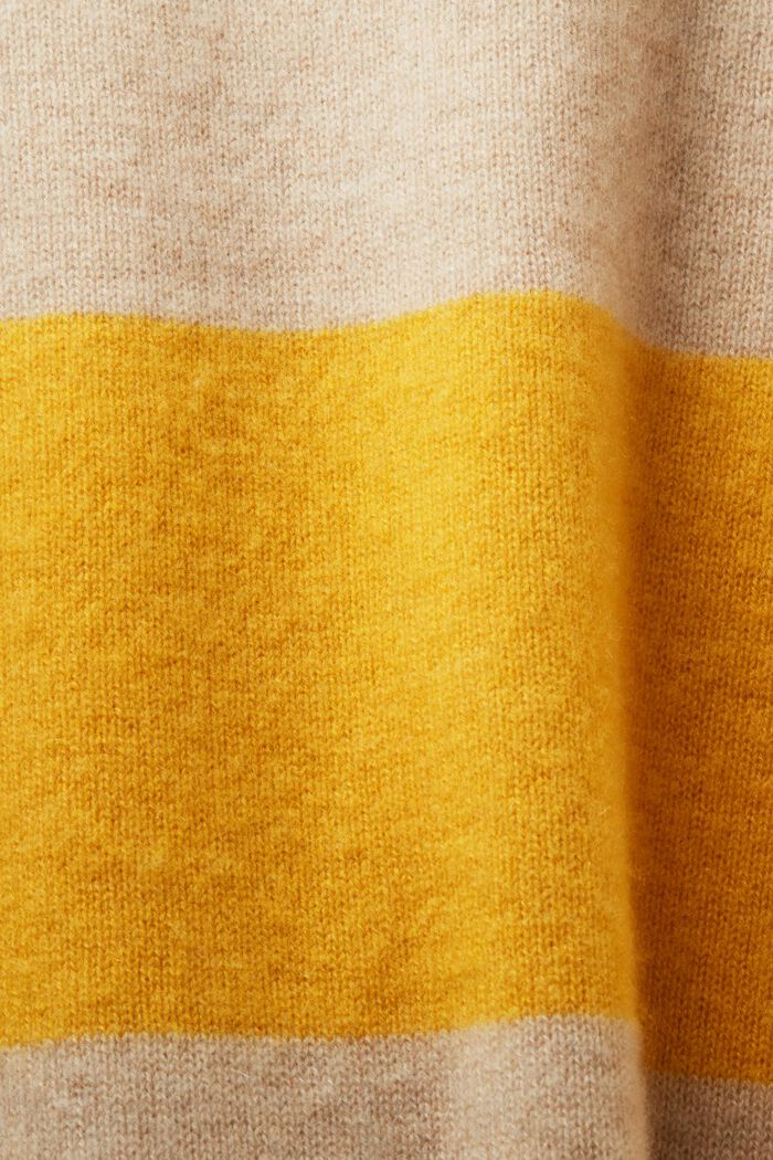 ‌POLO領橄欖球條紋羊絨毛衣, 黃色, detail image number 6