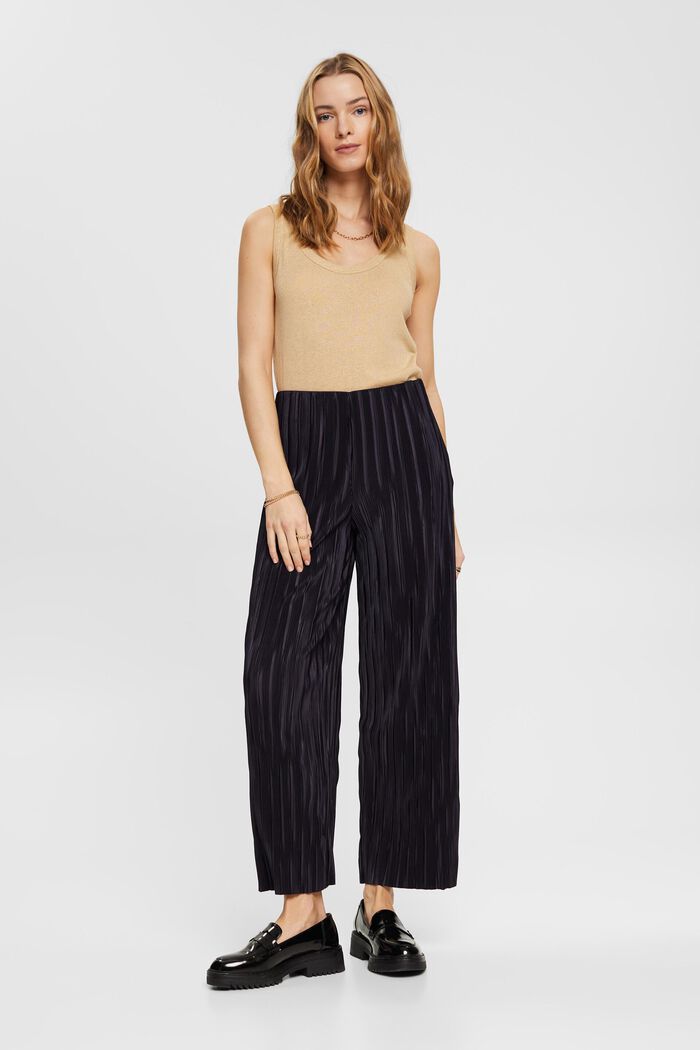 Pleated wide leg trousers, NAVY, detail image number 5