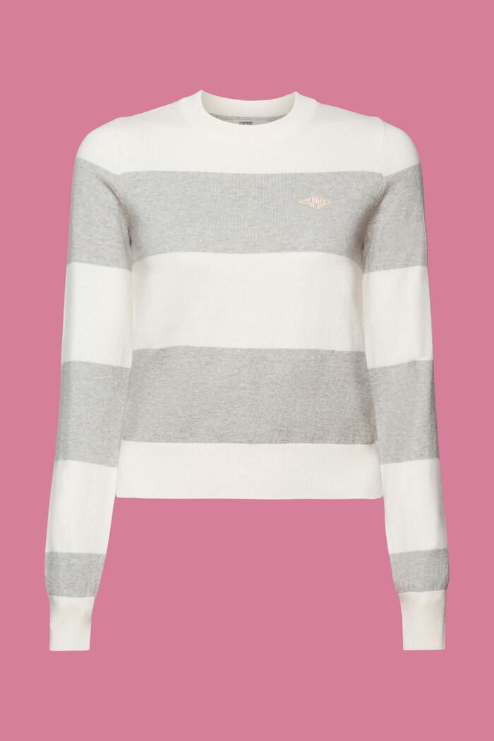 Striped cotton jumper with cashmere, LIGHT GREY, detail image number 6
