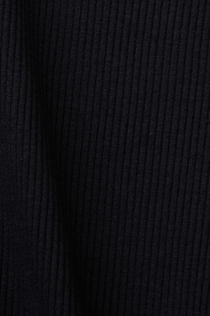 羅紋長袖上衣, 黑色, detail image number 5