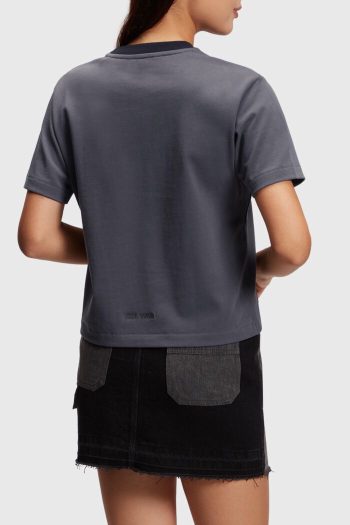厚平織布方正版型T恤, 深灰色, detail image number 1