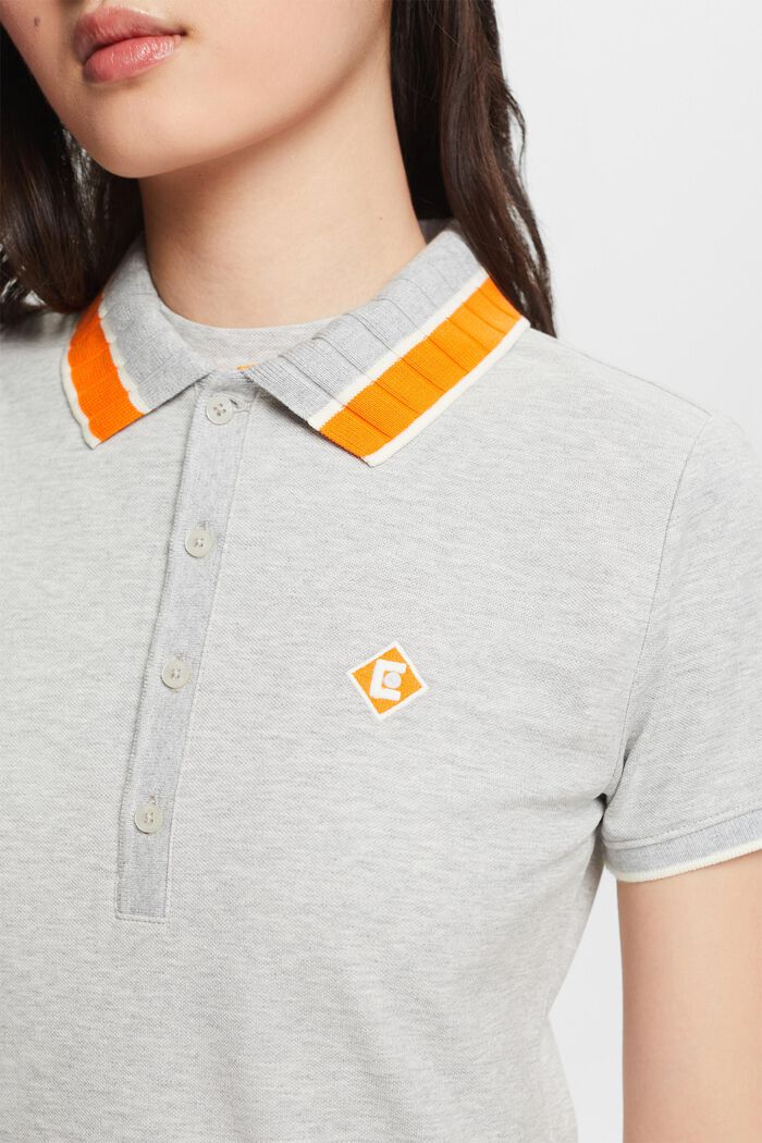 Cotton Short-Sleeve Polo Shirt, LIGHT GREY, detail image number 3