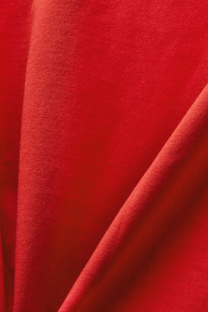 花卉圖案LOGO標誌T恤, 深紅色, detail image number 5