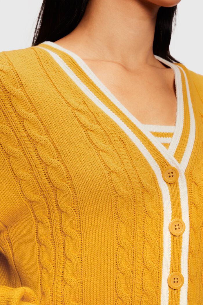 絞花針織外套, 黃色, detail image number 3