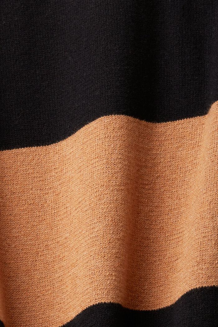 含羊絨成分的條紋套頭毛衣, 黑色, detail image number 5