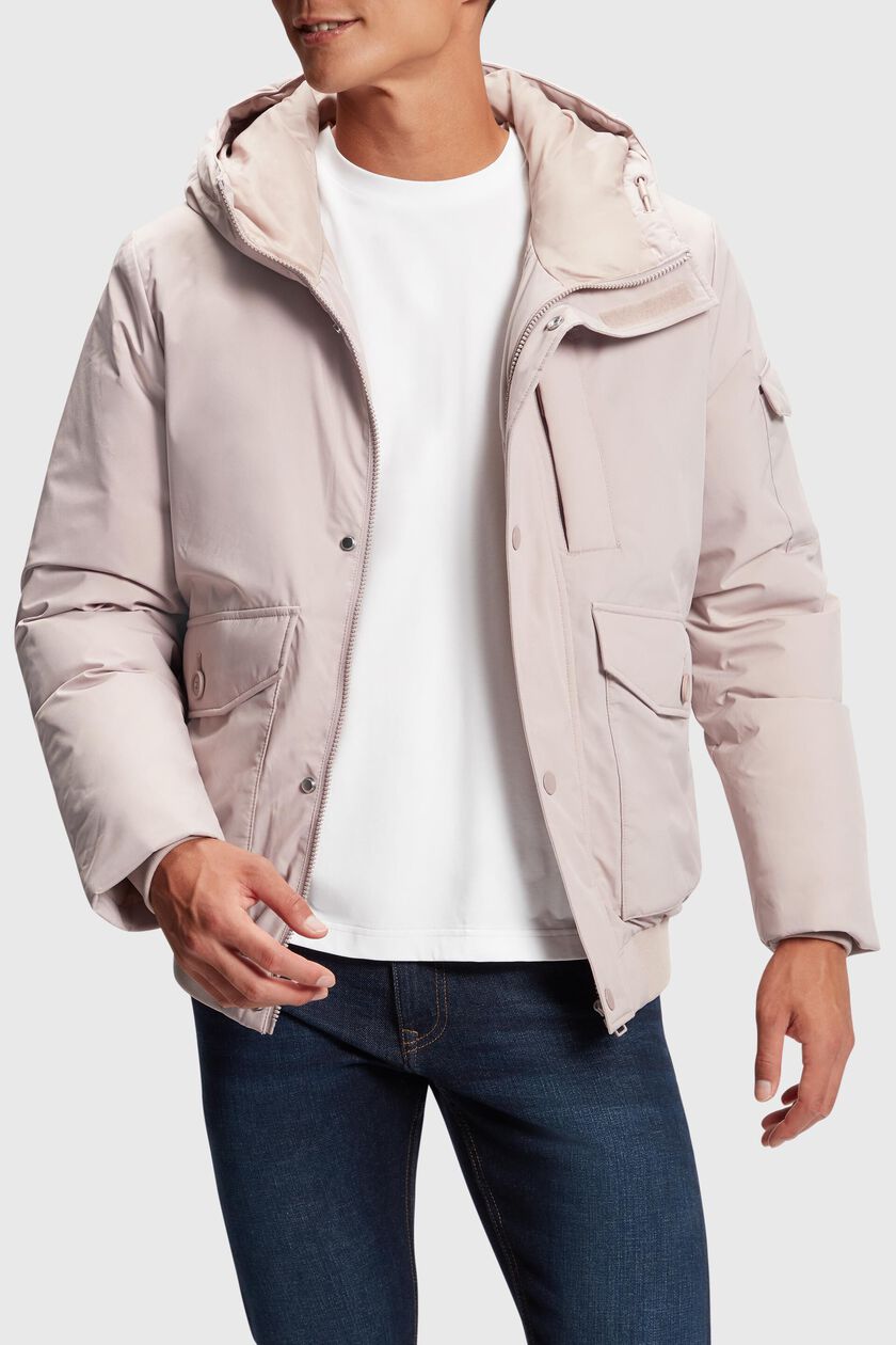 Down jacket with flap pockets