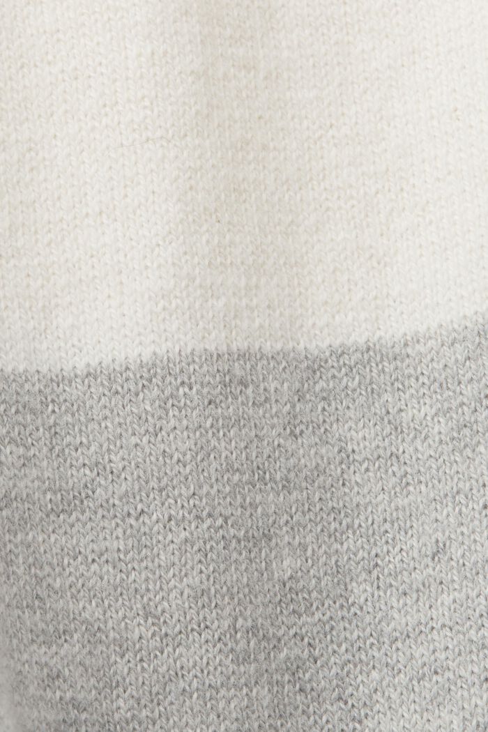 含羊絨成分的條紋棉質套頭毛衣, 淺灰色, detail image number 5