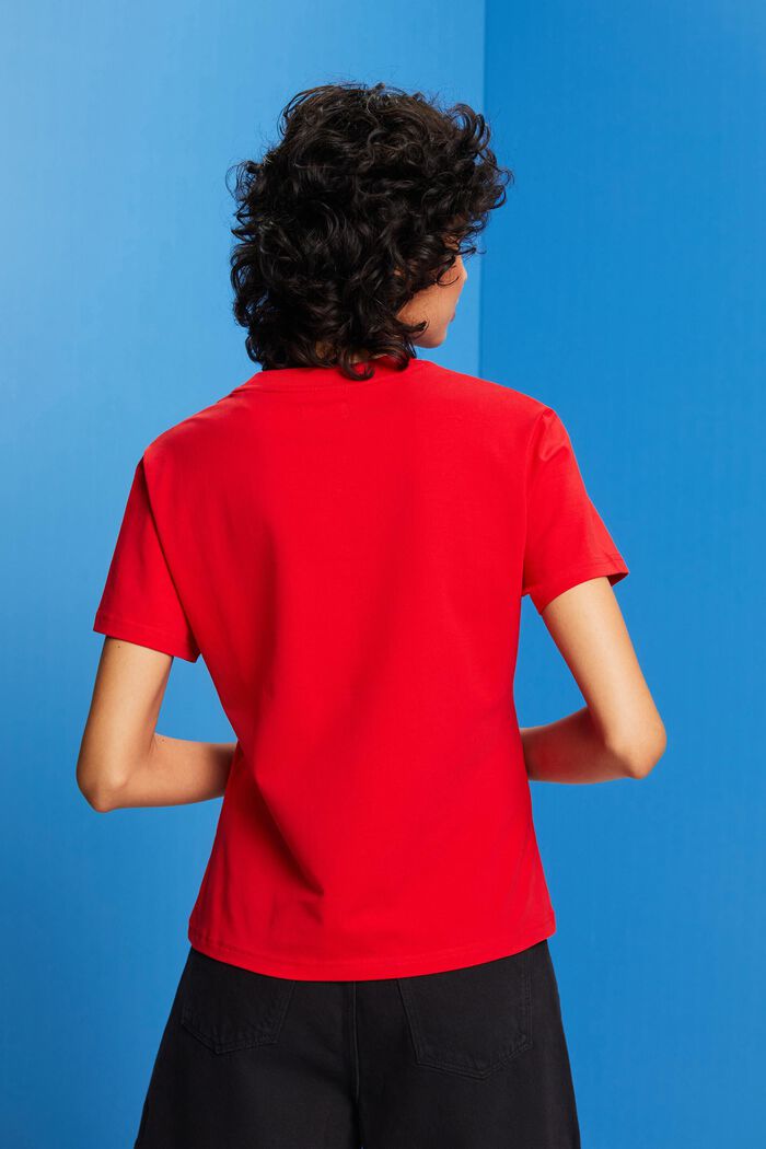 LOGO標誌綴飾T恤, 紅色, detail image number 3
