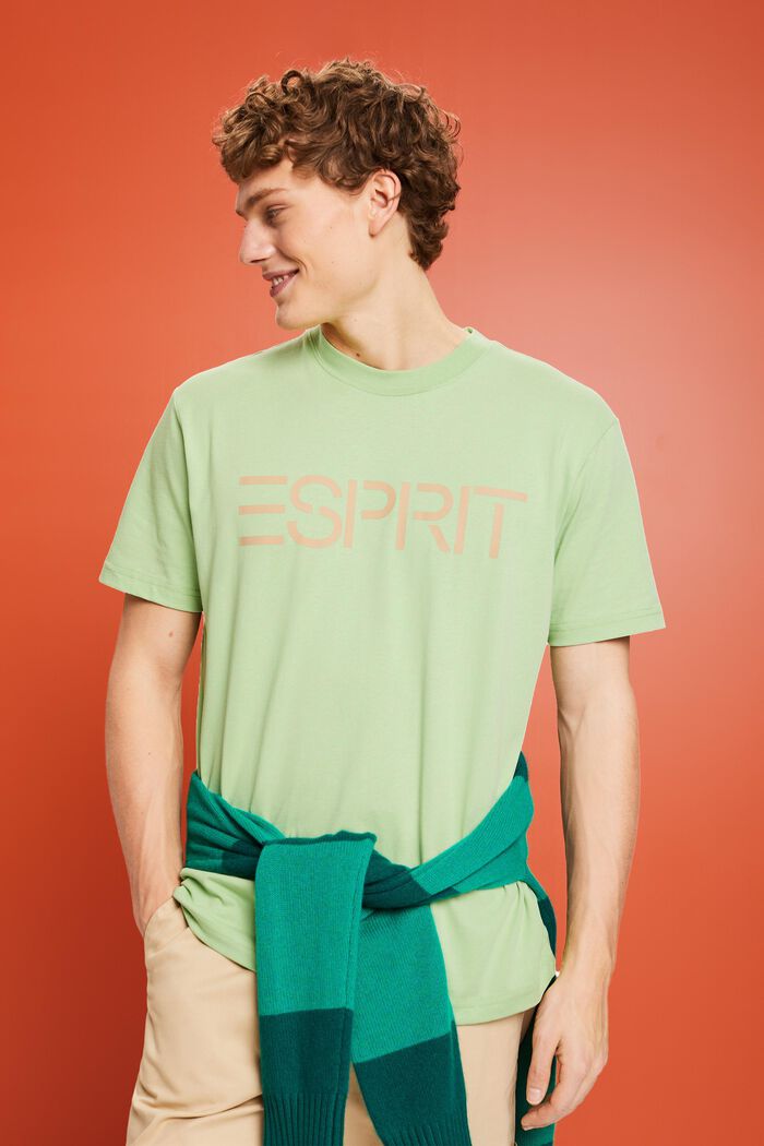 ‌超大廓形棉質平織布LOGO標誌T恤, 淺綠色, detail image number 0