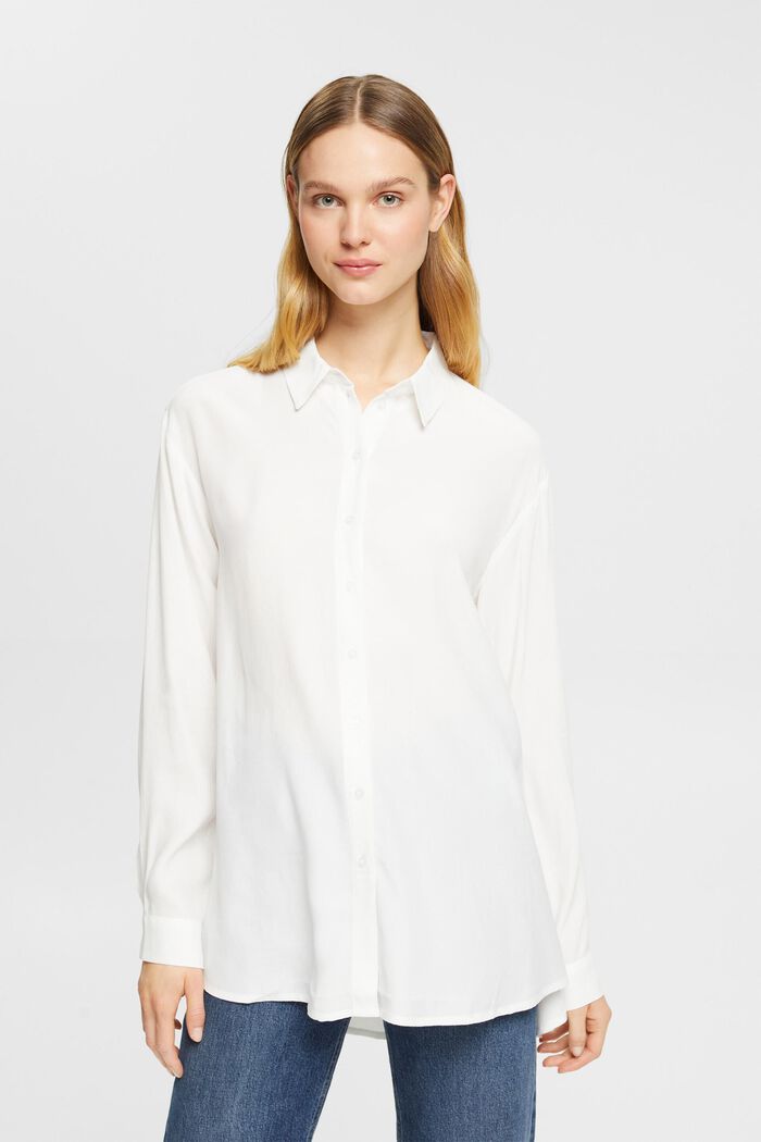 恤衫女裝上衣，LENZING™ ECOVERO™, 白色, detail image number 1
