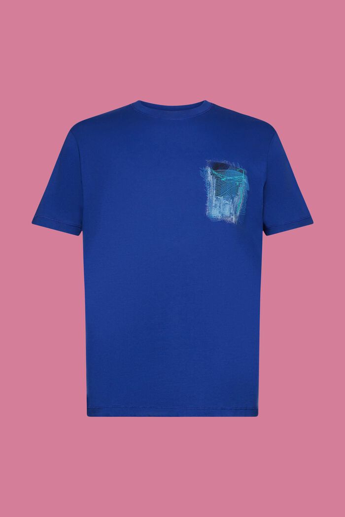 再生棉質印花T恤, 深藍色, detail image number 5