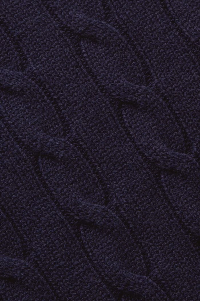 V領絞花針織毛衣, 海軍藍, detail image number 4