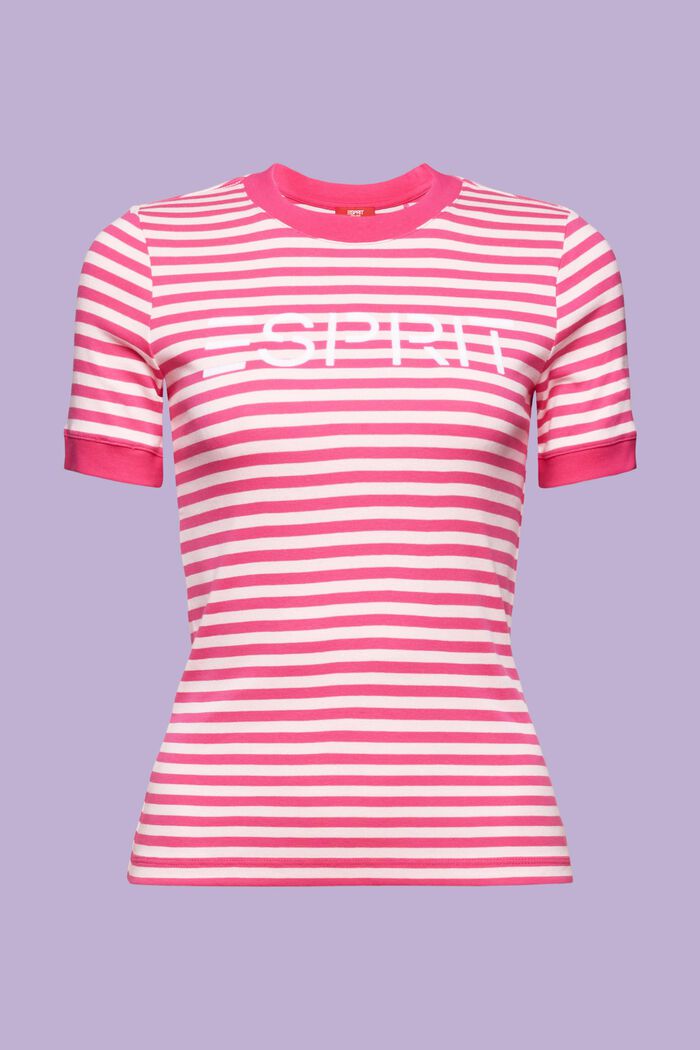 ‌LOGO標誌印花條紋棉質T恤, 桃紅色, detail image number 6
