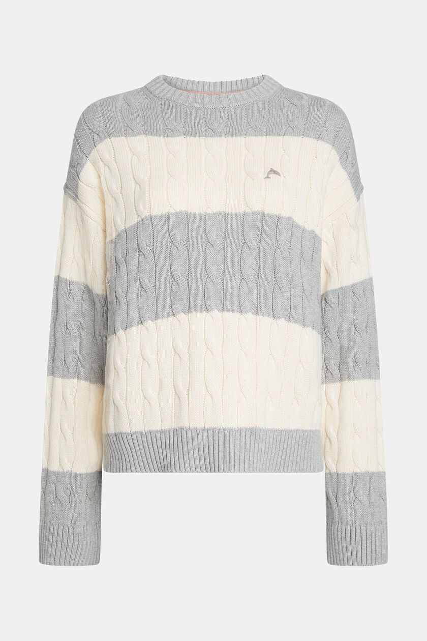 Striped cable knit sweater
