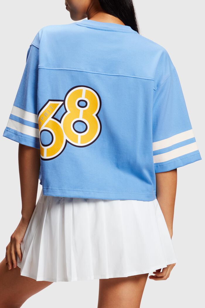 短款Varsity學院風LOGO橄欖球T恤, 淺藍色, detail image number 1