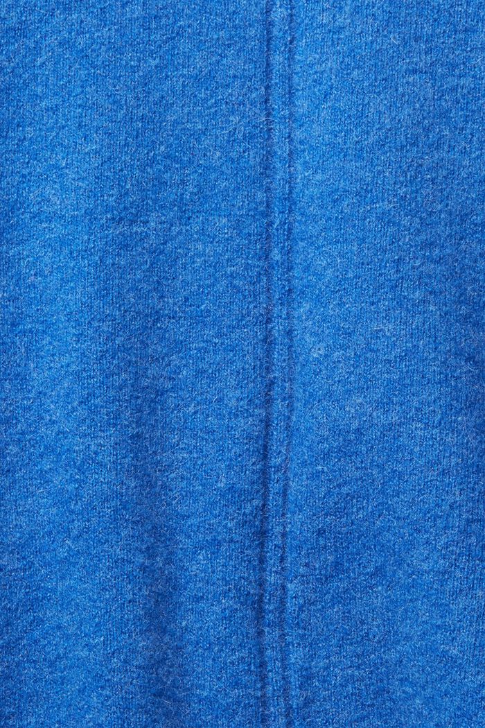 羊毛混紡企領毛絨針織上衣, 藍色, detail image number 1