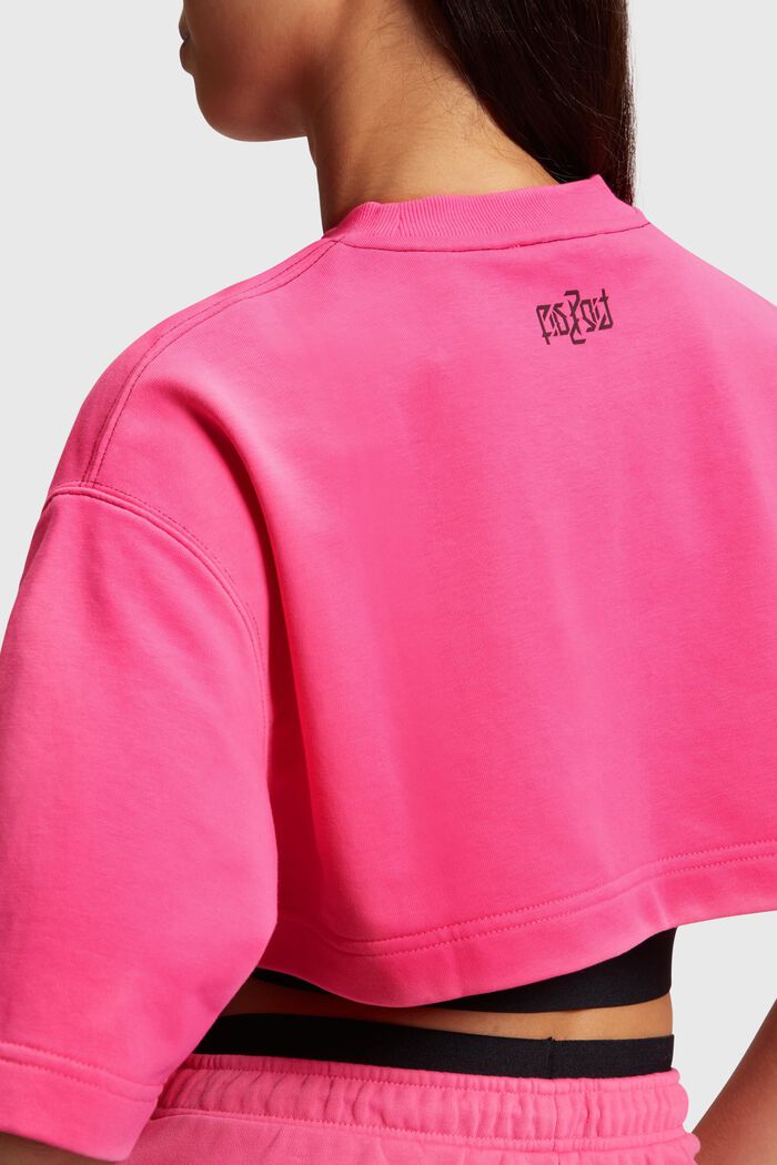 螢光印花標誌短身衛衣兩件套, 粉紅色, detail image number 3