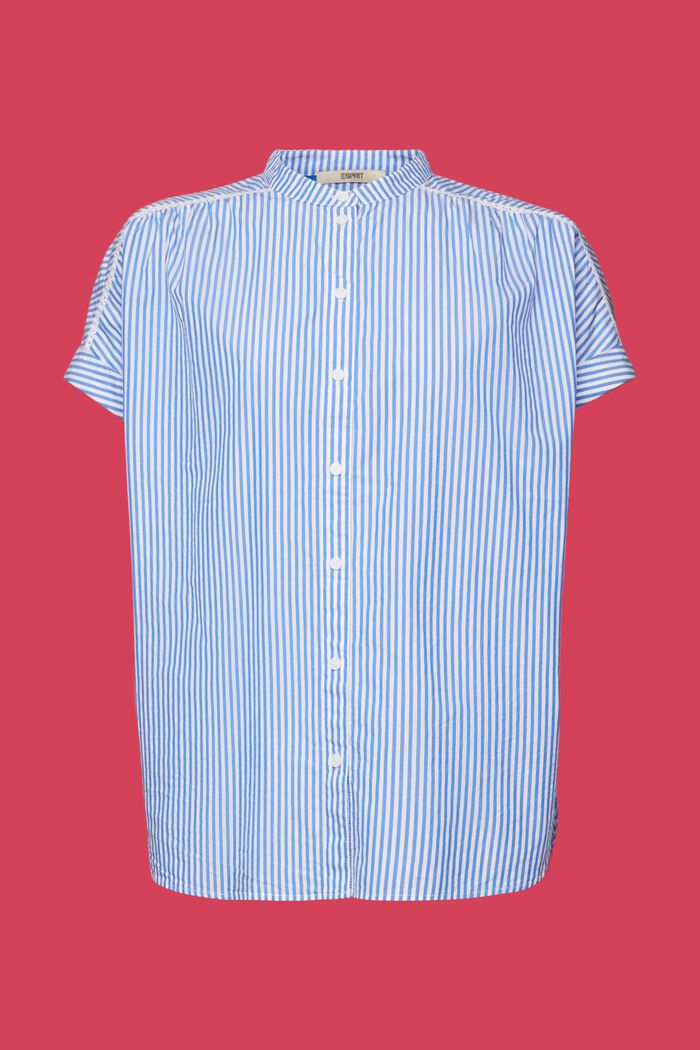 100%純棉條紋短袖女衫, 藍色, detail image number 5