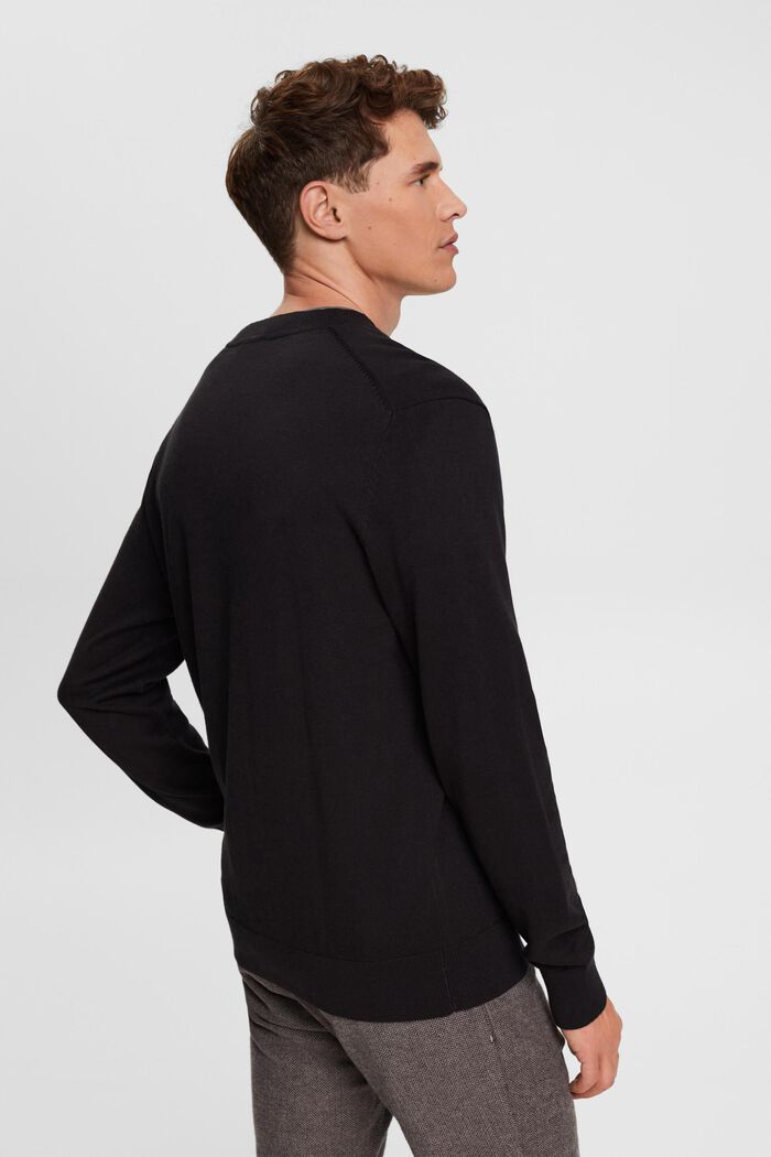 V-neck knit sweater, BLACK, detail image number 3