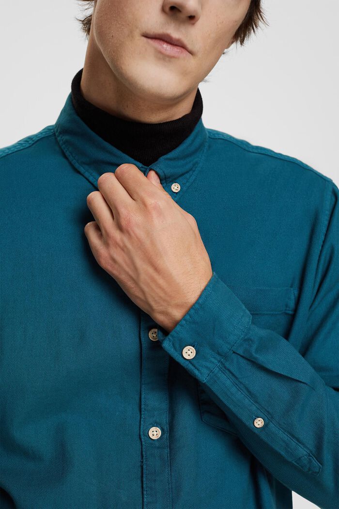 鈕扣棉恤衫, 藍綠色, detail image number 0