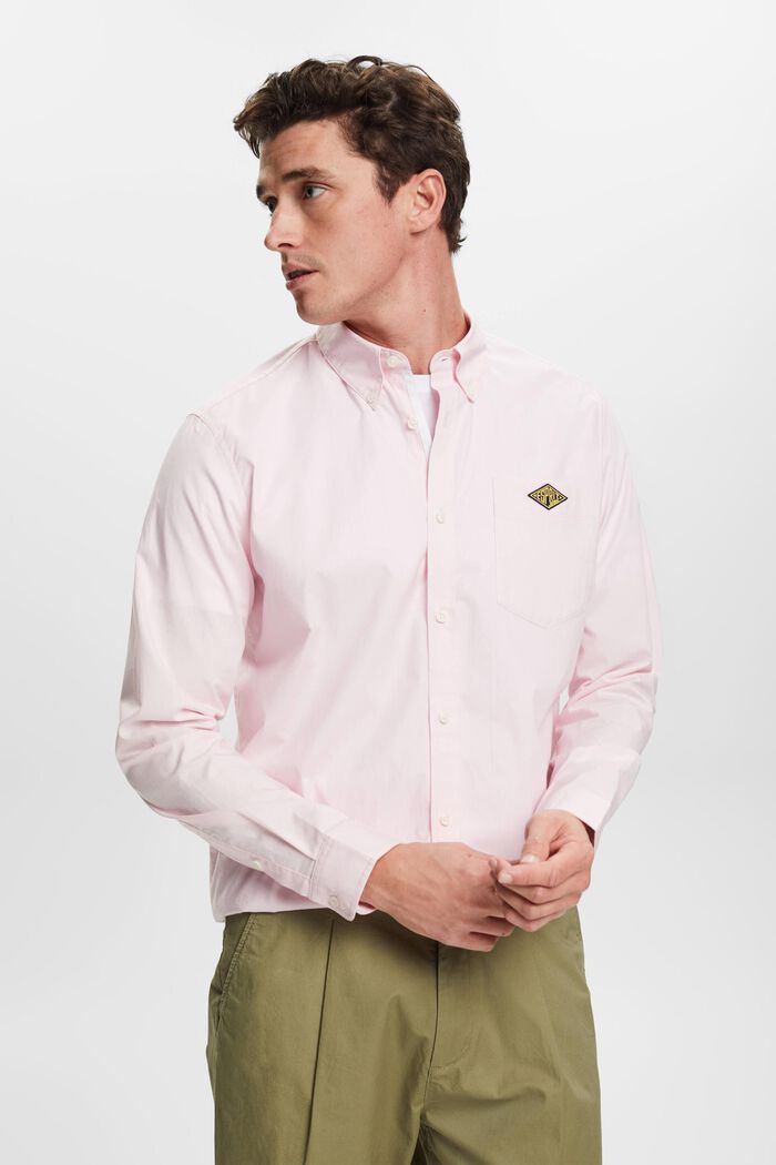 棉質扣角領恤衫, 粉紅色, detail image number 0
