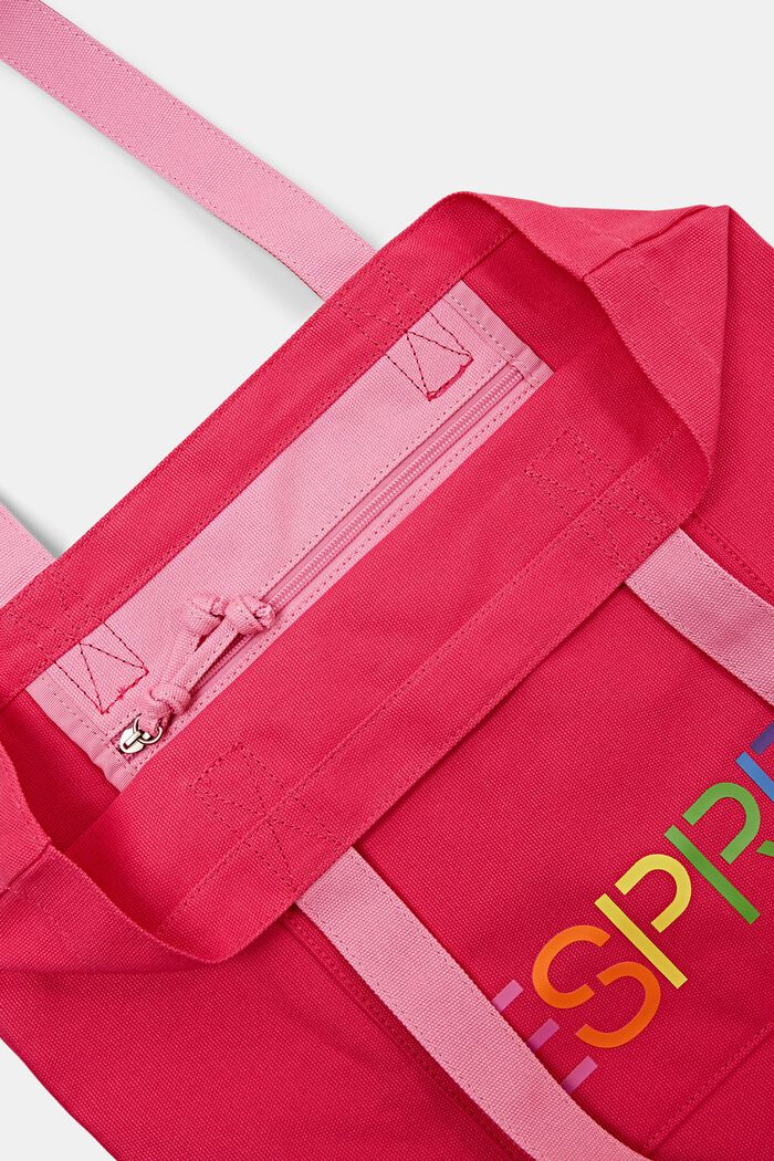 Logo Canvas Tote Bag, PINK FUCHSIA, detail image number 4