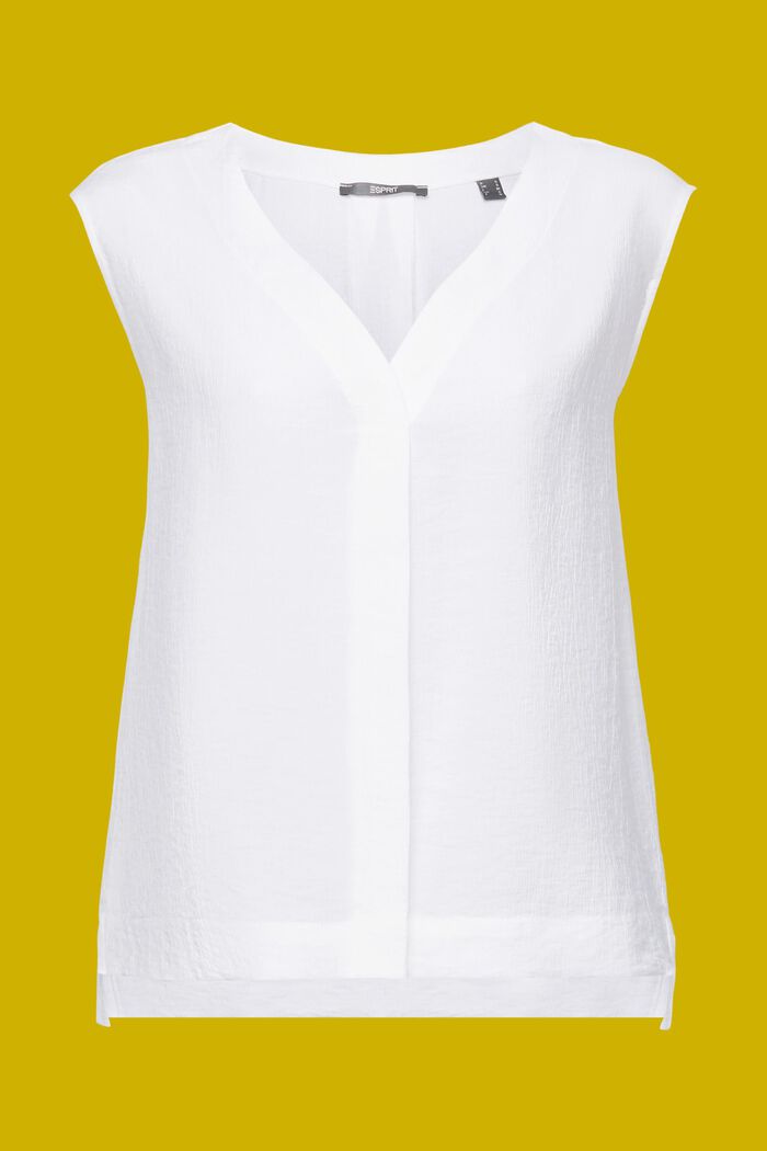 褶襉無袖女裝恤衫, 白色, detail image number 5