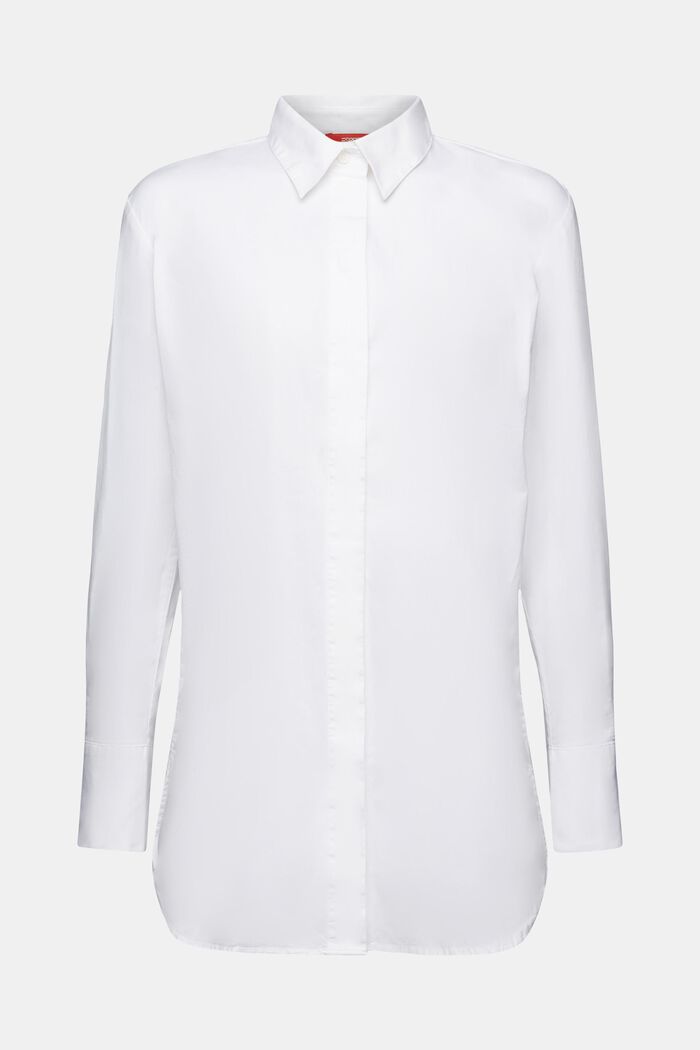 ‌超大廓形棉質府綢恤衫, 白色, detail image number 6