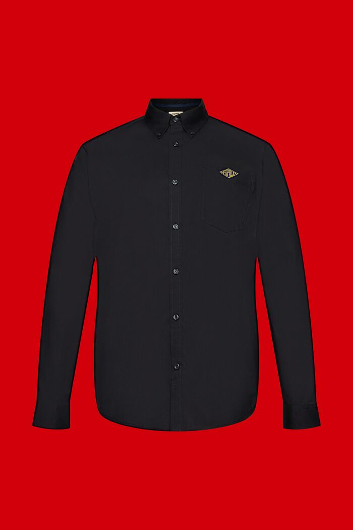 棉質扣角領恤衫, 黑色, detail image number 5