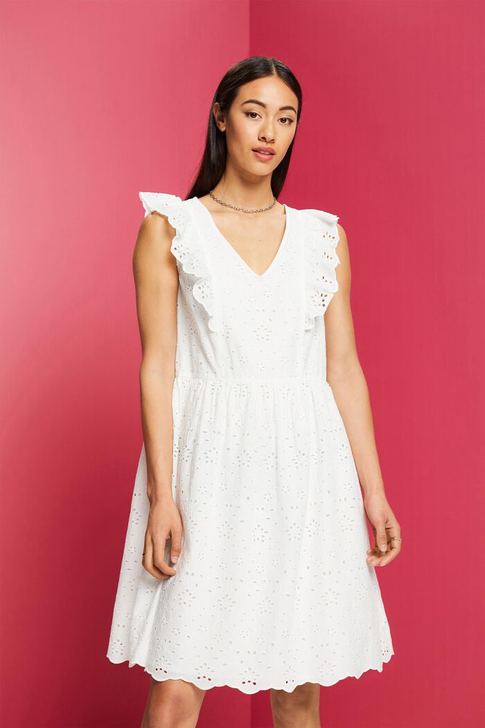 棉質蕾絲連衣裙, 白色, detail image number 0