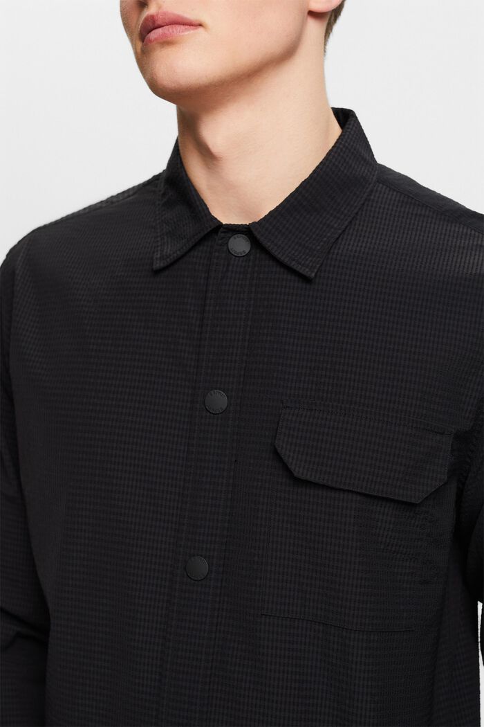 紋理感長袖恤衫, 黑色, detail image number 3
