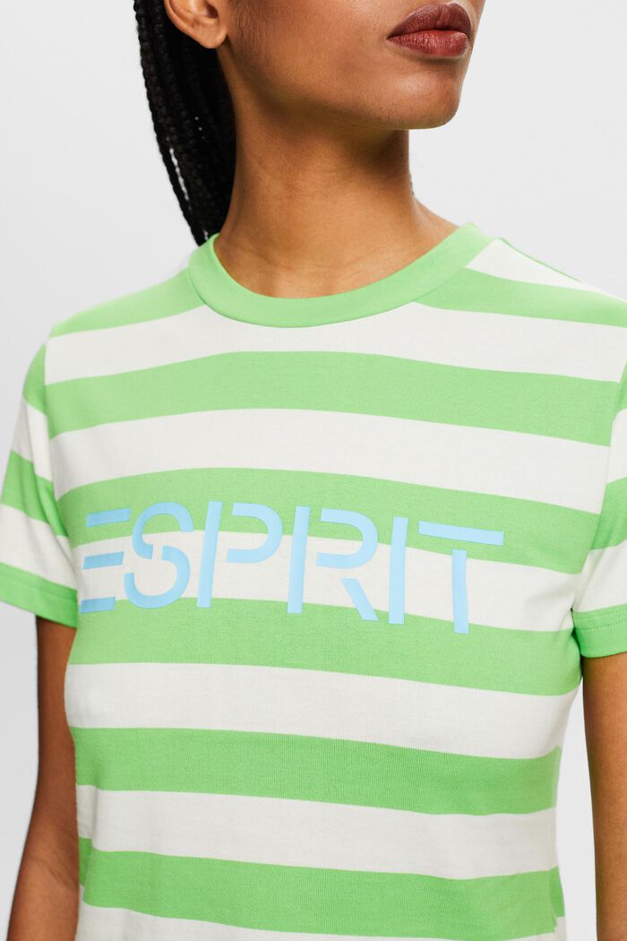 Striped Logo Cotton T-Shirt, CITRUS GREEN 3, detail image number 2