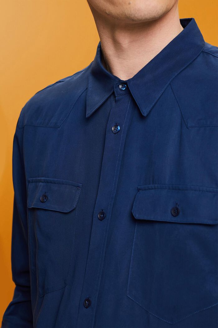 ‌流暢順滑的萊賽爾恤衫, 深藍色, detail image number 2