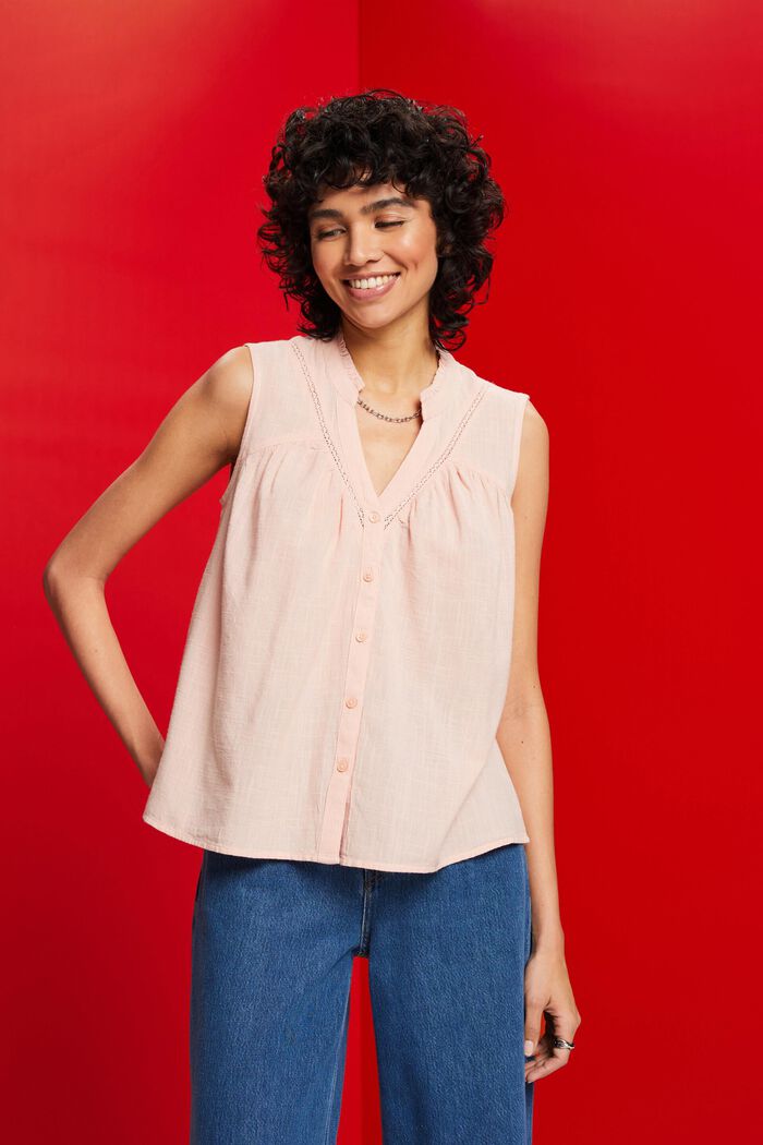 無袖女裝恤衫, 淺粉紅色, detail image number 0