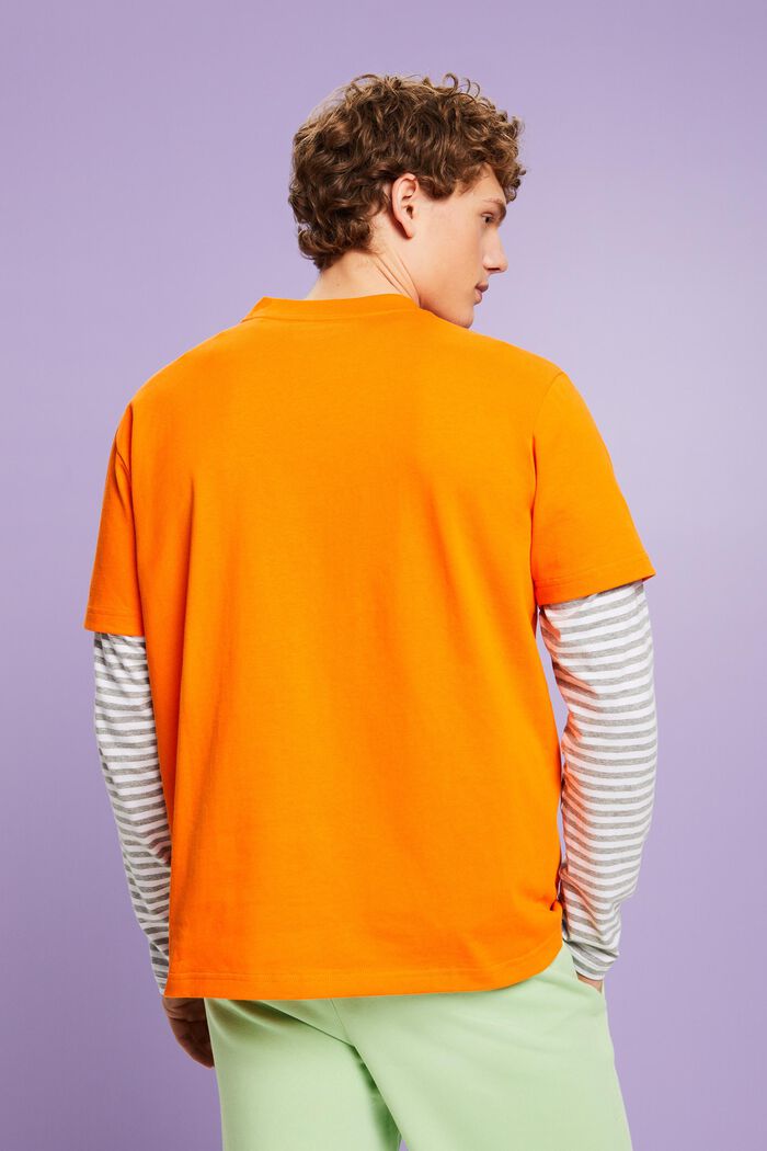 100%純棉厚平織布LOGO標誌T恤, 珊瑚色, detail image number 3
