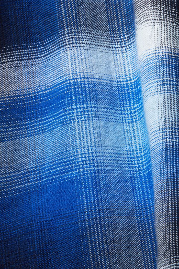 Cotton and hemp blended checquered tartan shirt, BLUE, detail image number 5
