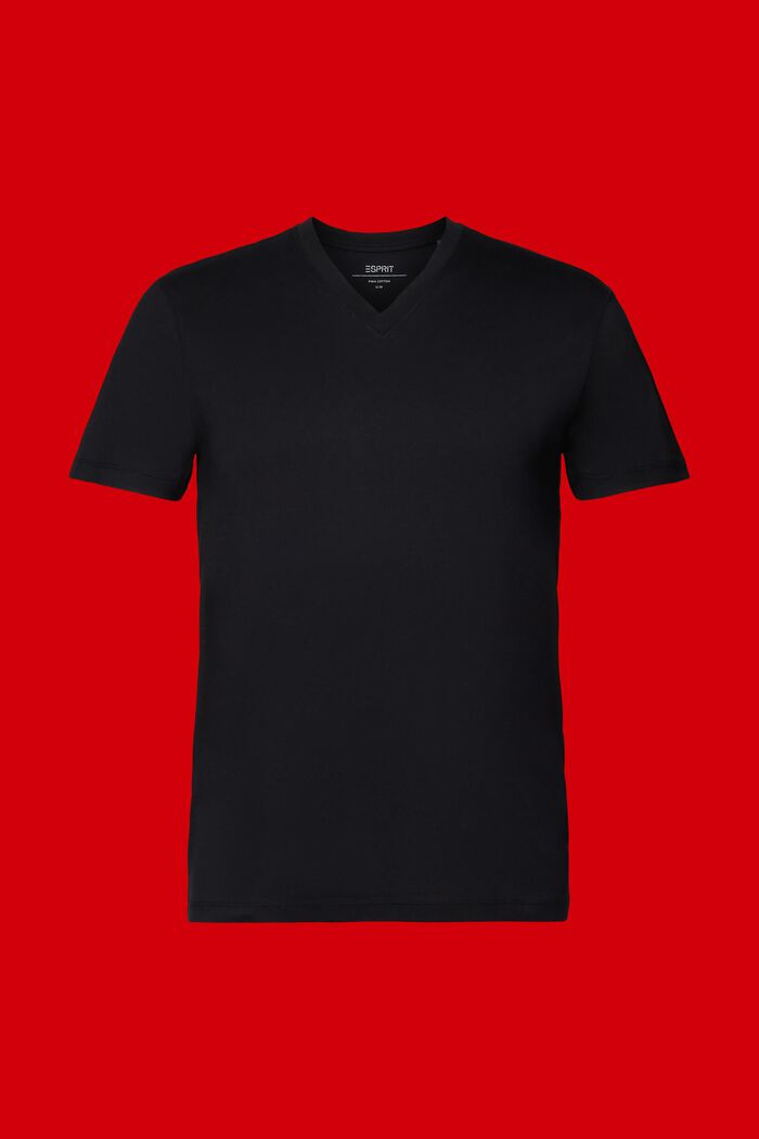 ‌V領比馬棉T恤, 黑色, detail image number 5