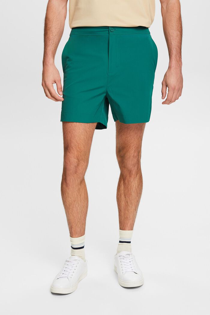 Stretch-Poplin Shorts, EMERALD GREEN, detail image number 0
