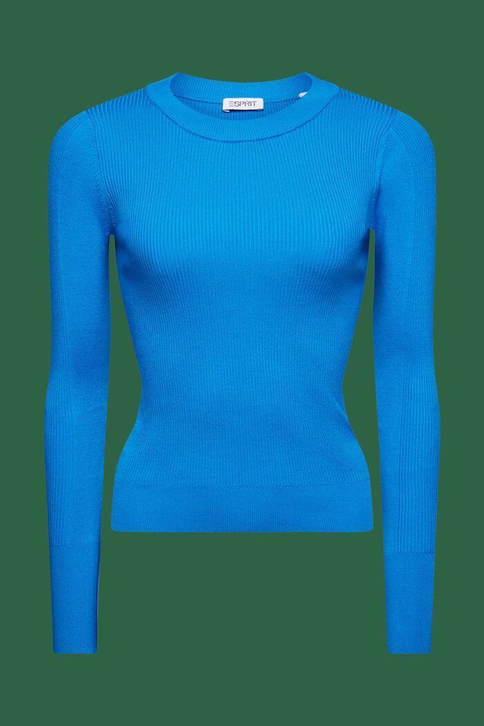 羅紋針織圓領毛衣, 藍色, detail image number 6