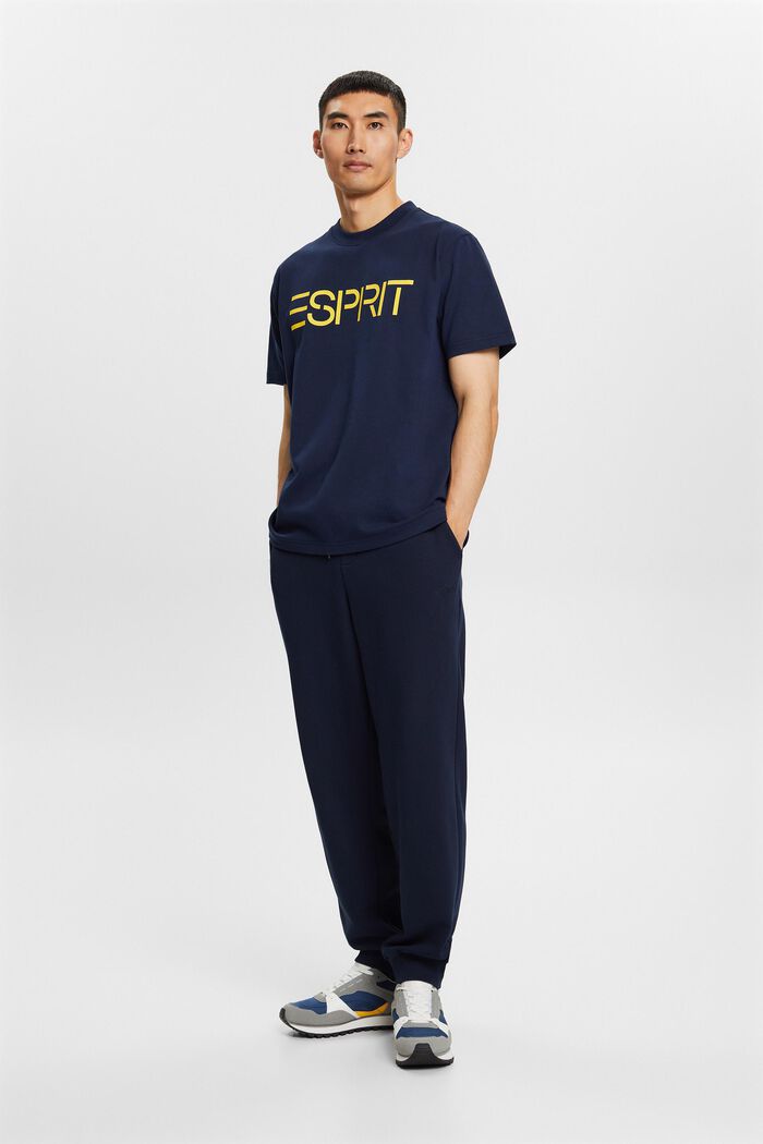 100%純棉厚平織布LOGO標誌T恤, 海軍藍, detail image number 4
