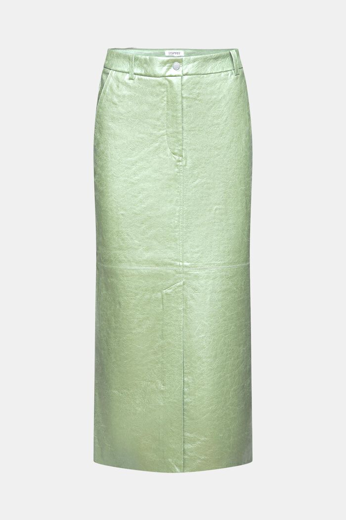 金屬光感飾面中長款半身裙, 淺湖水綠色, detail image number 7