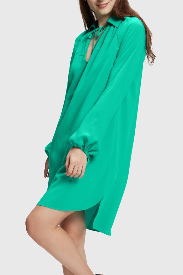 Rayon Silk 領帶連身裙, 綠色, detail image number 0